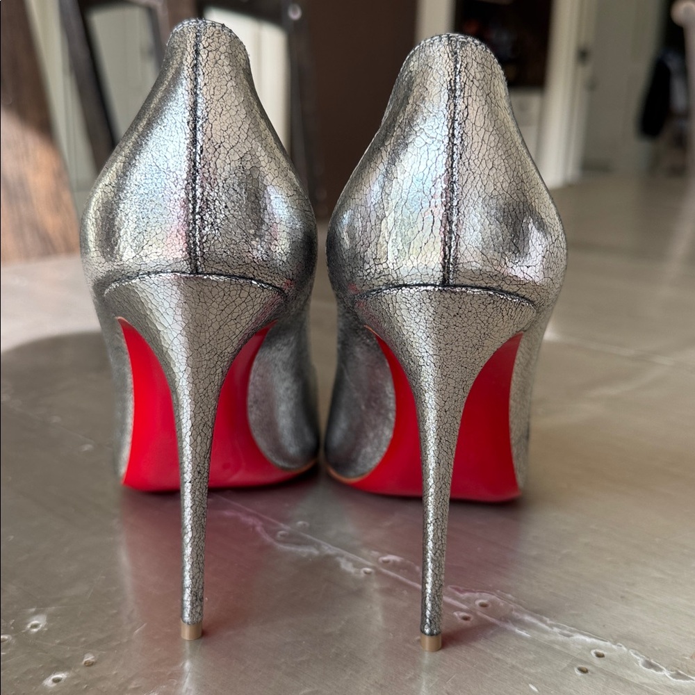 Christian Louboutin Kate 100mm antique silver manoir stiletto sz 39.5 - Picture 8 of 12
